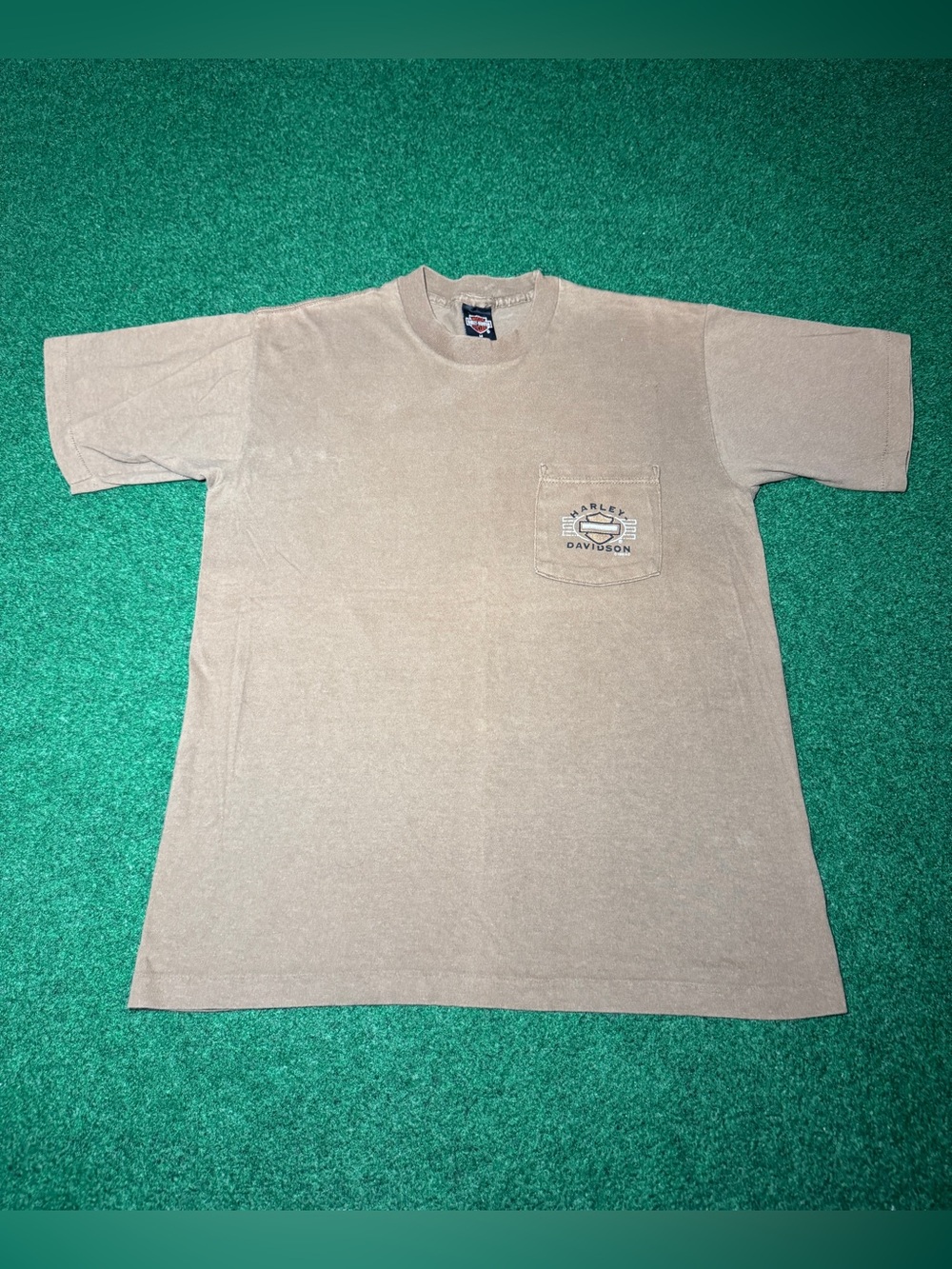 Harley Davidson Vintage T Shirt Brown Pocket Tee Medium 90s Daytona Biker